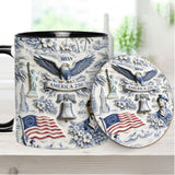 250 Years of America 1776–2026 Vintage Patriotic - Personalized Independence Day/ 4th of July Accent Mug & Coaster