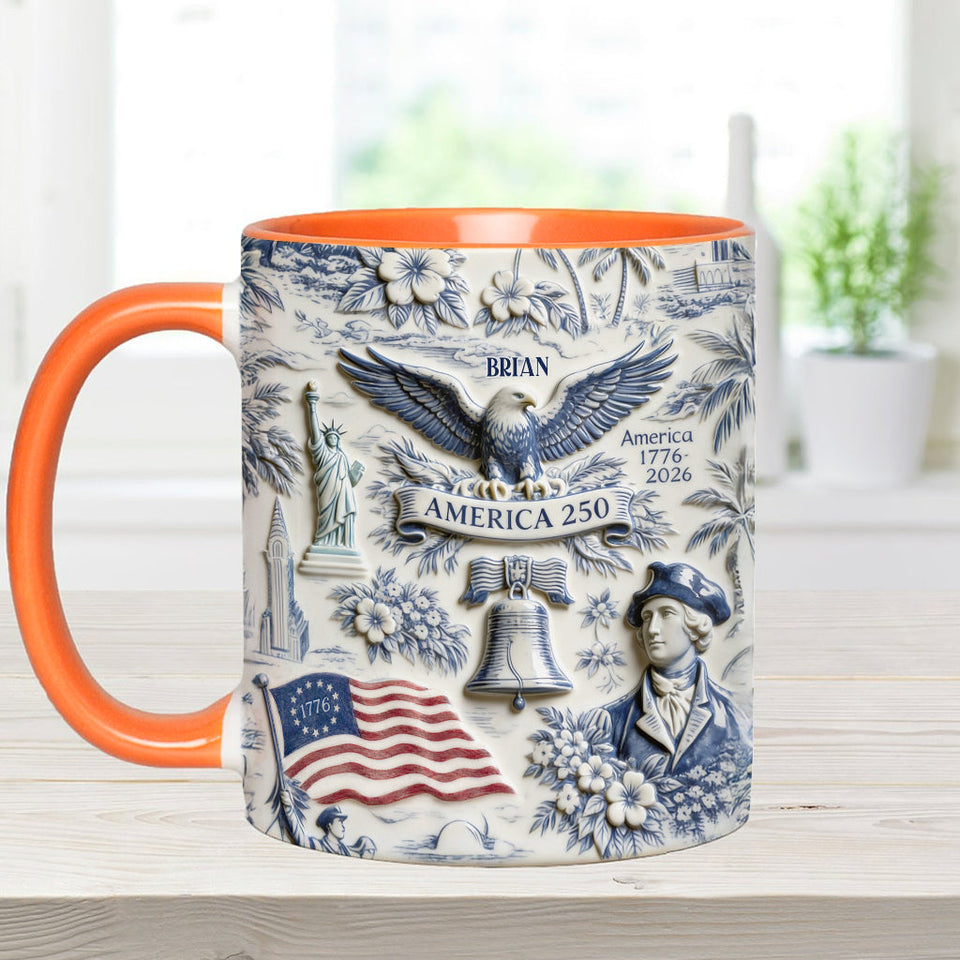 250 Years of America 1776–2026 Vintage Patriotic - Personalized Independence Day/ 4th of July Accent Mug & Coaster