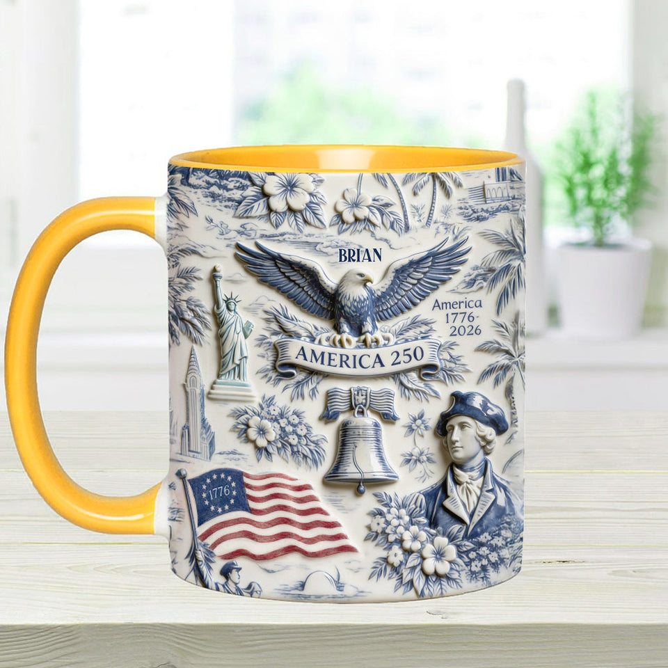 250 Years of America 1776–2026 Vintage Patriotic - Personalized Independence Day/ 4th of July Accent Mug & Coaster