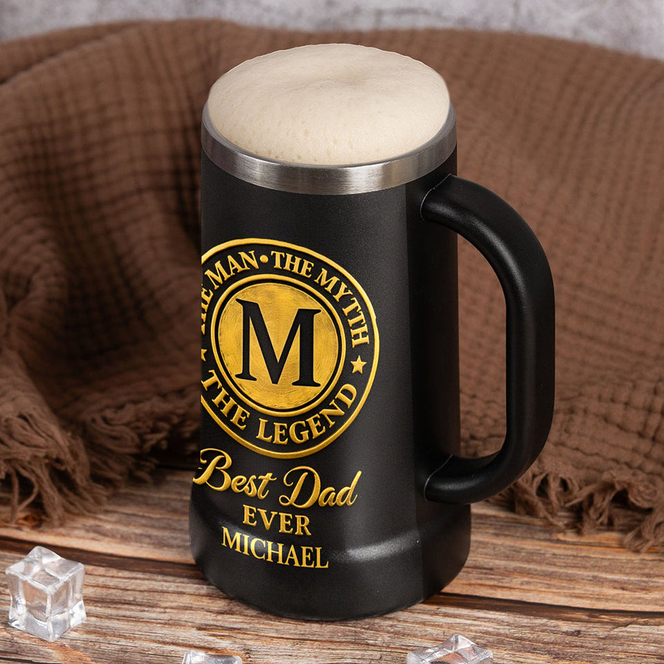 The Man The Myth The Legend, Gift for Dad - Personalized Father Beer Stein