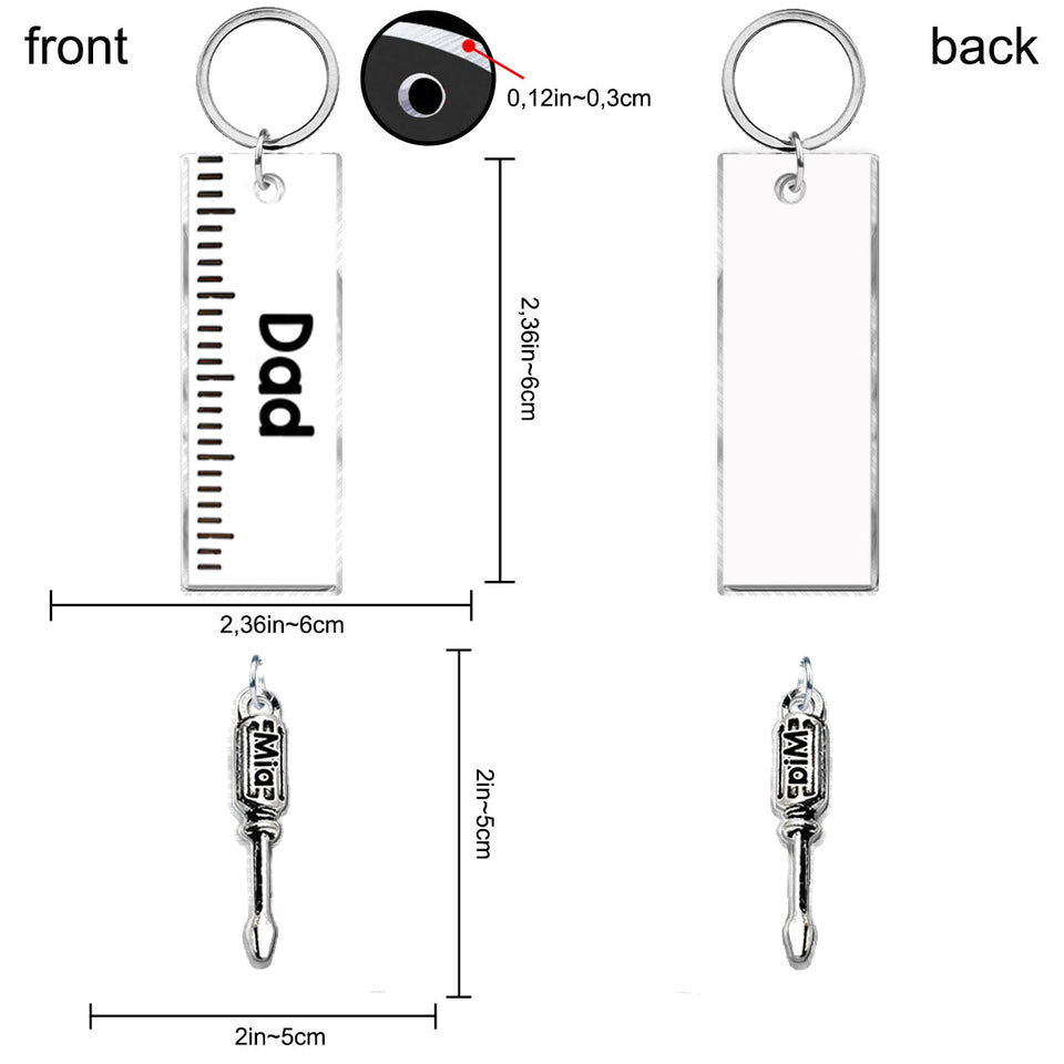 Dad Keychain with Hammer, Screwdriver & Wrench - Personalized Father Keychain with Charms