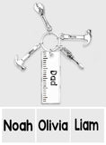 Dad Keychain with Hammer, Screwdriver & Wrench - Personalized Father Keychain with Charms