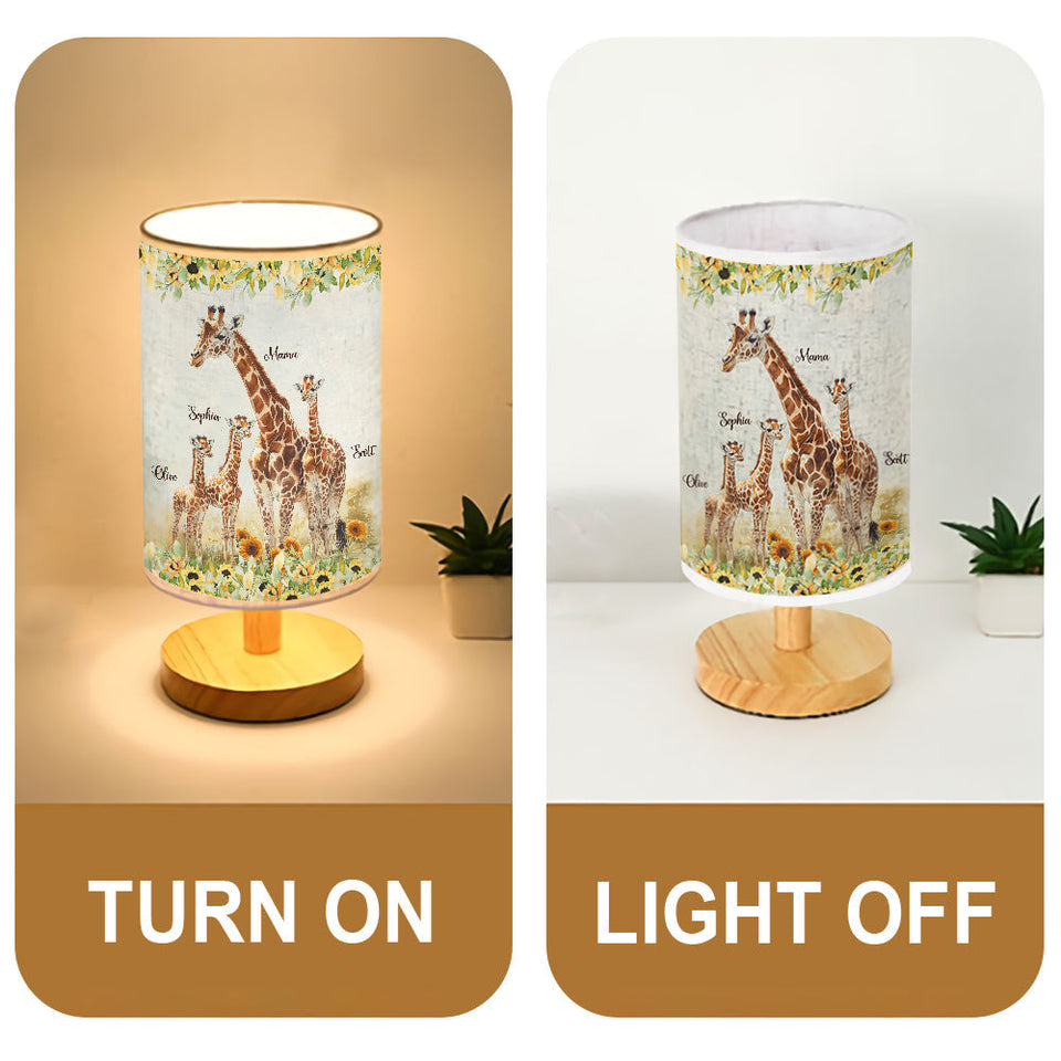Sunflower Giraffe Mother, Mother's Day Unique Gift - Personalized Mother Table Lamp with Wood Base