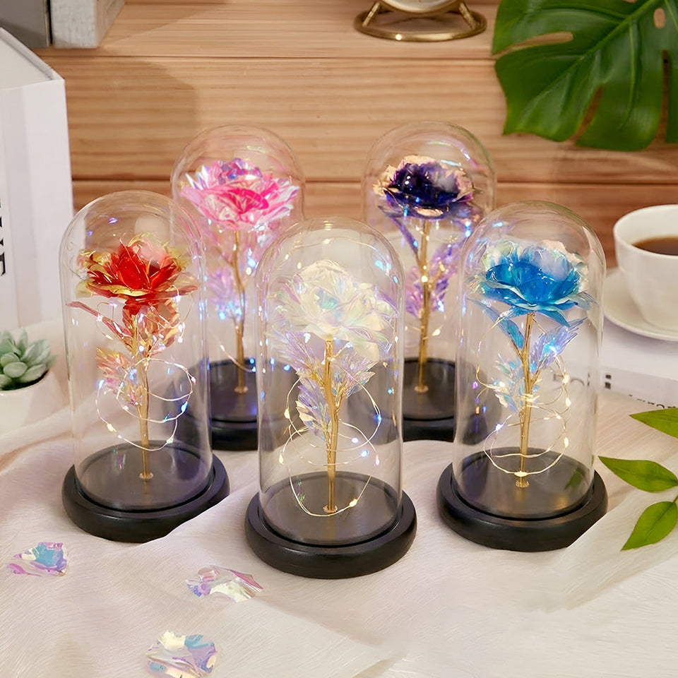 Light This Up And Know I'm Here - Personalized Memorial Glowing Roses Glass Dome