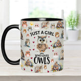 Just A Girl Who Loves Owls - Personalized Owl Accent Mug