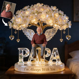 Custom Always In Our Hearts Angel Wings Figurine, Personalized Black French Bulldog Memorial Tree Lamp Statue, Dog Loss Sympathy Night Light