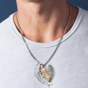 Angel Wings - Personalized Dog Shaped Metal Pendant Necklace