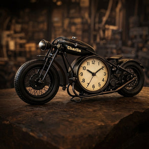 Motorcycle, Biker Gift - Personalized Biker Desk Clock Plaque