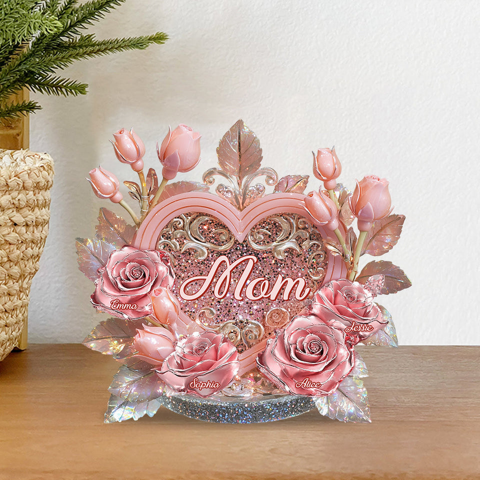 Mom's Grandma's Flowers - Personalized Mother Custom Shaped Acrylic Plaque