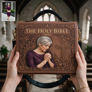 Sunday Church - Personalized Christian Leather Bible Cover Bag