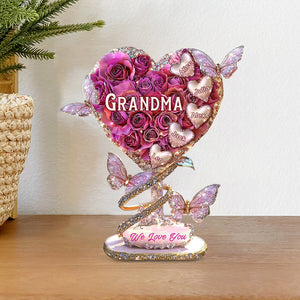 Grandma Heart - Personalized Grandma Custom Shaped Acrylic Plaque
