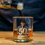 Custom Any Photo, Number - Personalized Birthday Whiskey Decanter Set