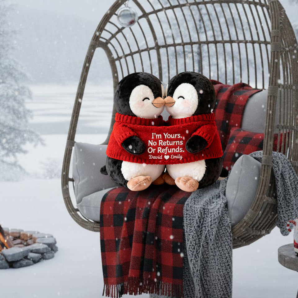 I'm Yours. No Returns Or Refunds - Personalized Couple Faux Fur Shaped Pillow