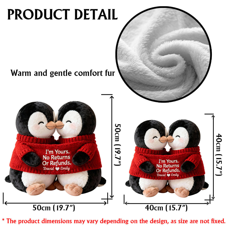 I'm Yours. No Returns Or Refunds - Personalized Couple Faux Fur Shaped Pillow
