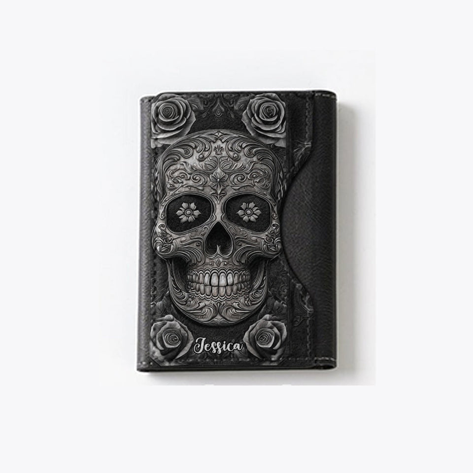 Skull And Roses - Personalized Skull Magsafe Wallet