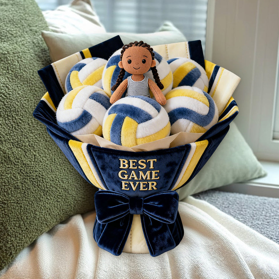 Love Volleyball Plush Bouquet - Personalized Volleyball Premium Faux Fur Pillow