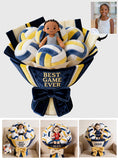 Love Volleyball Plush Bouquet - Personalized Volleyball Premium Faux Fur Pillow