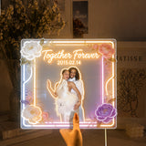 Floral Love Anniversary - Personalized Couple Neon LED Light Sign