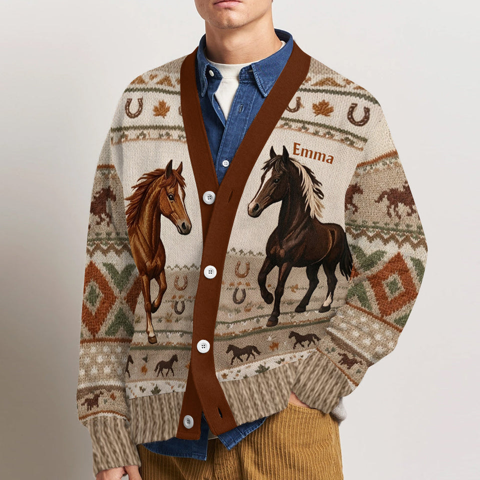 Love Horse - Personalized Horse Cardigan Sweater