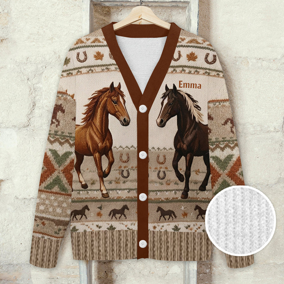 Love Horse - Personalized Horse Cardigan Sweater