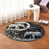 Elephant Harmony - Personalized Elephant Round Rug