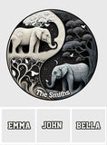 Elephant Harmony - Personalized Elephant Round Rug