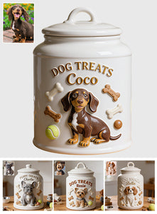 Custom Pet Photo Treat Storage Jar - Personalized Dog Cookie Jar