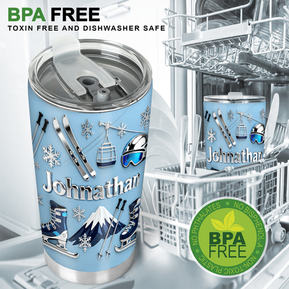 Skiing Makes Me Happy - Personalized Skiing Tumbler