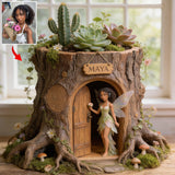 Custom Garden Fairy With Favorite Flower - Personalized Gardening Acrylic Pot