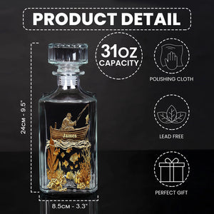 Personalized Fishing Whiskey Bottle and Glass Set - Personalized Fishing Whiskey Decanter Set