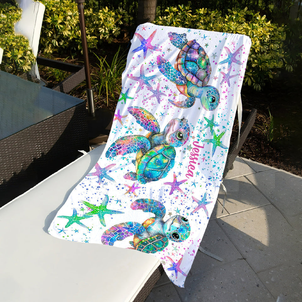 Just A Girl Who Loves Turtle - Personalized Turtle Quick-dry Beach Towel/ Bath Towel