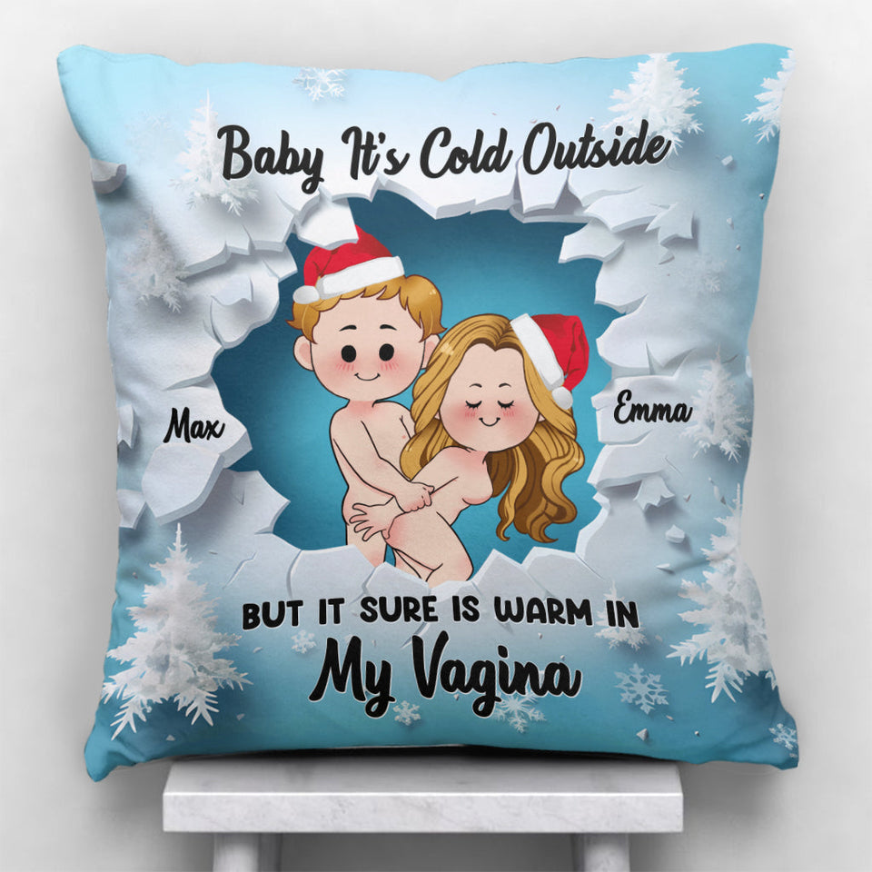 Baby It's Cold Outside - Personalized Couple Throw Pillow