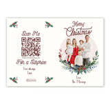 Merry Christmas Photo Upload In The Circle - Personalized QR Greeting Card