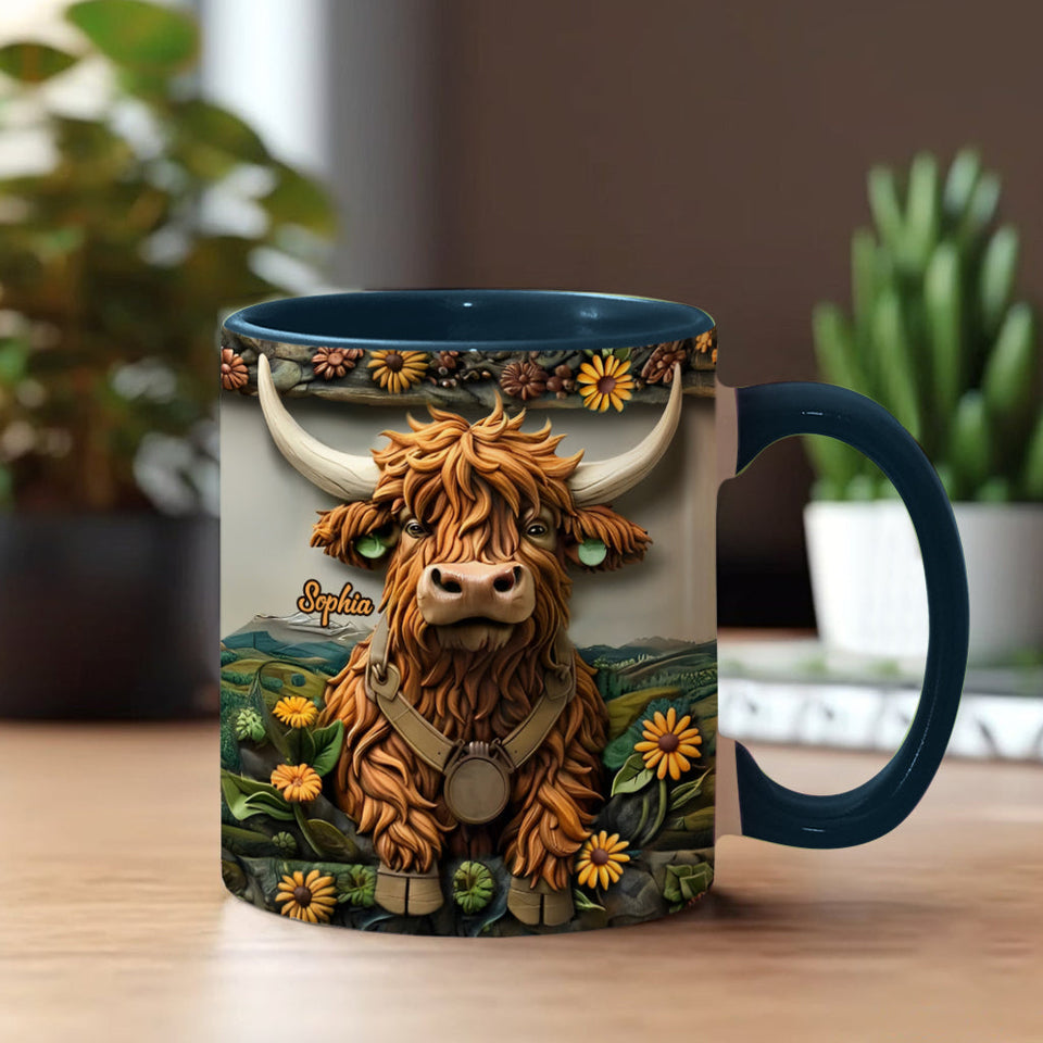 Cute Highland Cow - Personalized Highland Cow Accent Mug