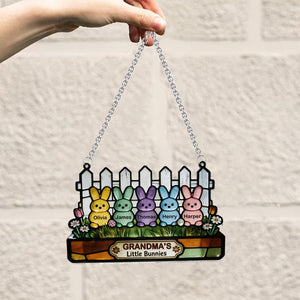Easter Grandma Little Bunnies - Personalized Grandma Window Hanging Suncatcher Ornament