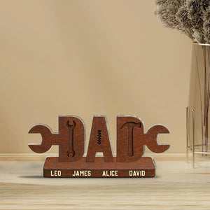 Dad And Hammer Kids - Personalized Father Custom Shaped Acrylic Plaque