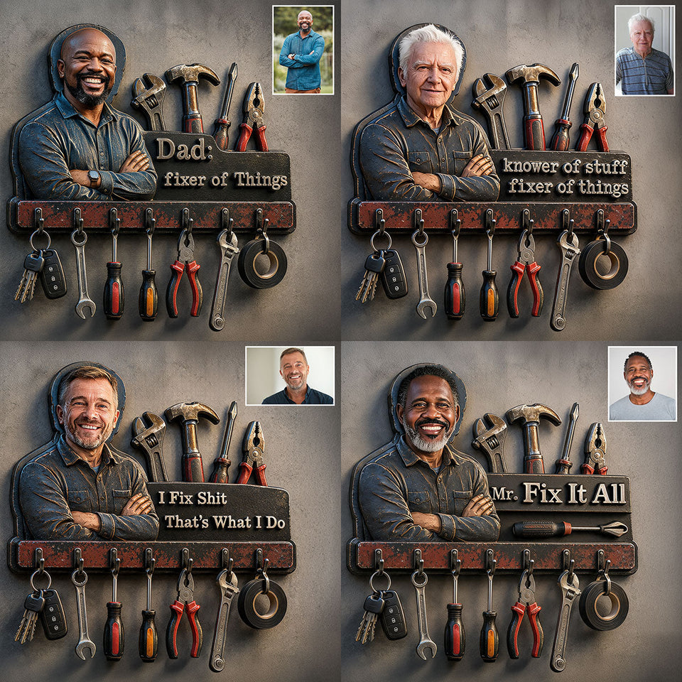 Father's Day Gift Idea - Personalized Father Custom Shaped Hanging Rack