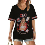 Custom Any Photo, Any Title - Personalized Colleague Fully Printed V-Neck T-Shirt