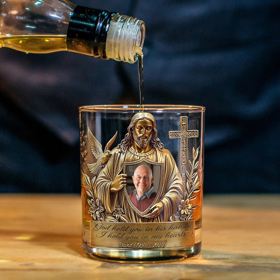 Always In The Arms Of God - Personalized Memorial Whiskey Glass