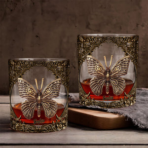 Unique Butterfly - Personalized Butterfly Whiskey Glass