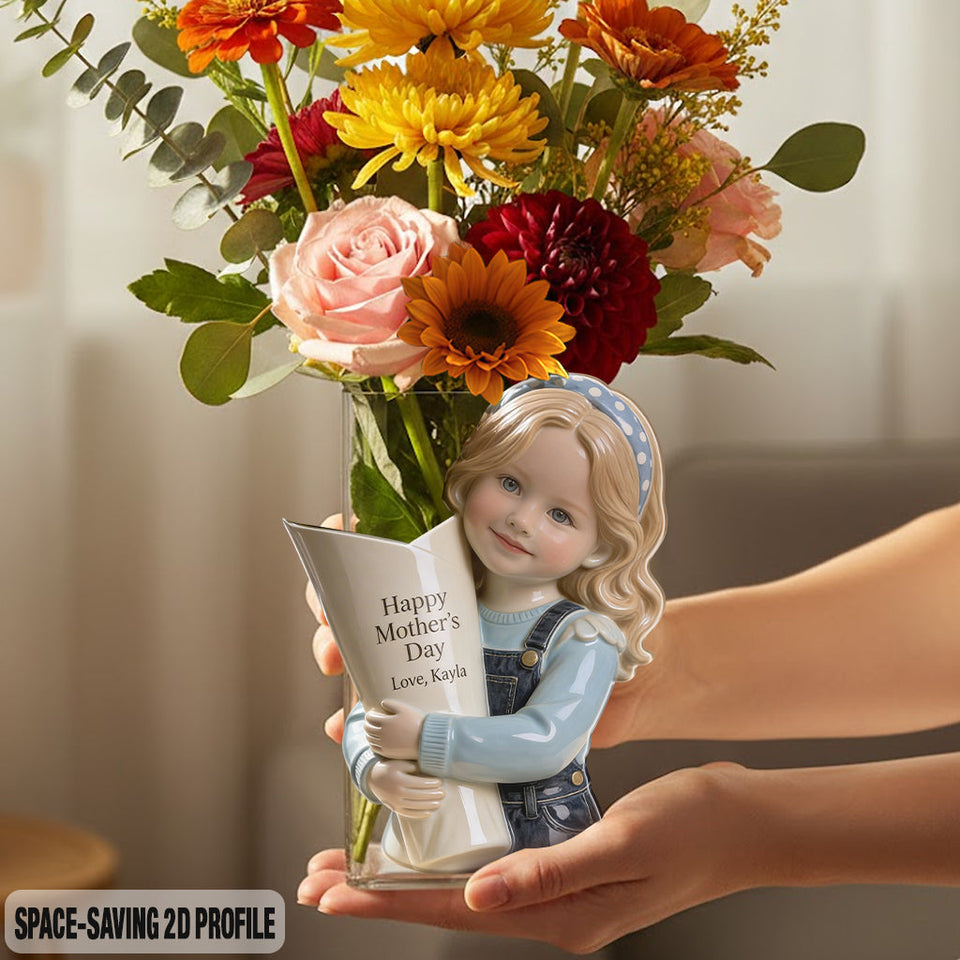 Flower Bouquet Vase - Perfect Mother's Day Gift - Personalized Kid Acrylic Flower Vase