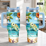 Back To The Ocean - Personalized Turtle Tumbler With Plush Charm