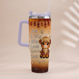 Just A Girl Who Loves Highland Cow - Personalized Highland Cow Tumbler With Handle