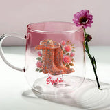 Cowgirl Boots - Personalized Cowgirl Gradient Glass Mug