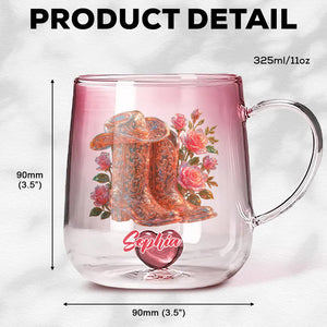Cowgirl Boots - Personalized Cowgirl Gradient Glass Mug