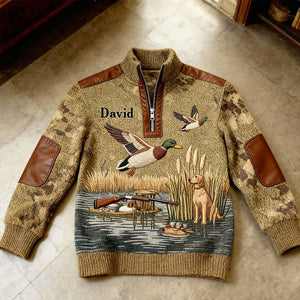 Duck Hunting Season - Personalized Hunting Men Zip-Up Sweatshirt
