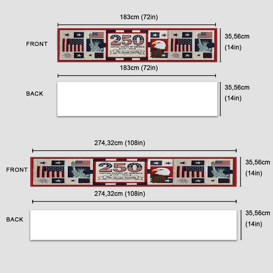 Home Decor America 250th Anniversary - Personalized Independence Day/ 4th of July Table Runner