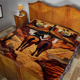 God Blessed The Broken Road - Personalized Cowgirl Quilt Set
