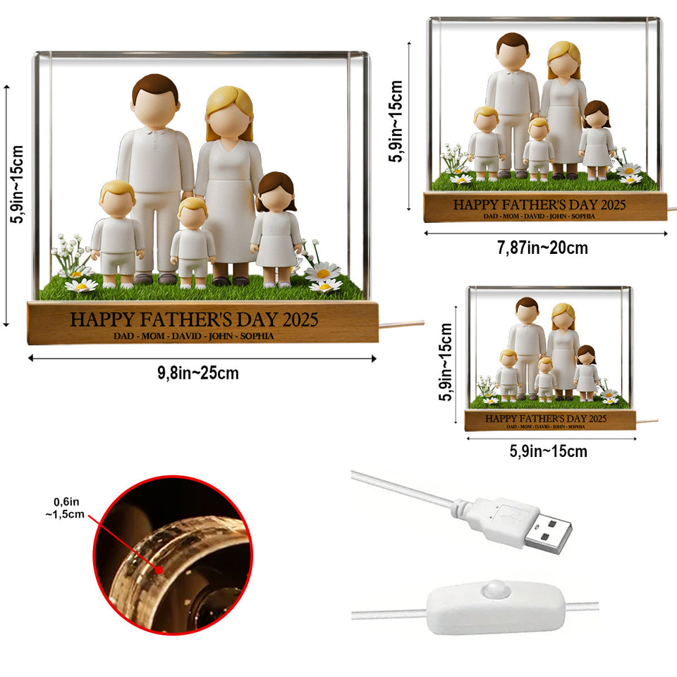 Happy Father's Day 2025 - Personalized Family Shaped Led Night Light