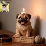 In Loving Memory - Personalized Dog Custom Shape Wooden Candle Holder